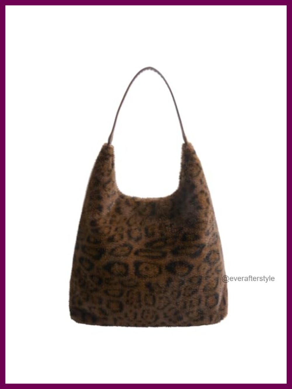 Faux Fur Leopard Print Slouchy Tote Bag Fuzzy Shoulder Handbag